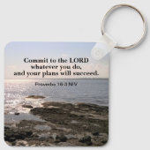 Foto van de Atlantische Oceaan met bijbelsucces Ve Sleutelhanger (Achterkant)