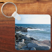 Foto van de Atlantische Oceaan met Splashing Waves Sleutelhanger (Voorkant)