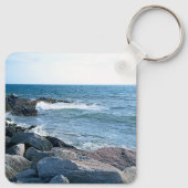 Foto van de Atlantische Oceaan met Splashing Waves Sleutelhanger (Achterkant)