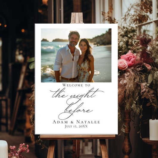 Foto van de avond voor het welkomstbord poster