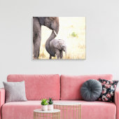 Foto van de baby van de liefhebber van de olifant canvas afdruk (Insitu (Woonkamer))