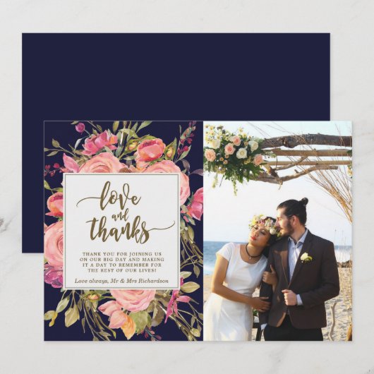 foto van de bedankt boho floral navy (Voorkant / Achterkant)