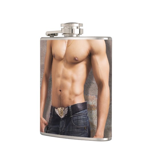 Foto van de bengele borst van man heupfles (Links)