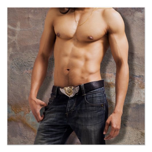 Foto van de bengele borst van man poster (Voorkant)