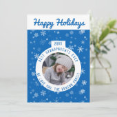 Foto van de beste grootouders Blue Snowflake Feestdagenkaart (Staand voorkant)