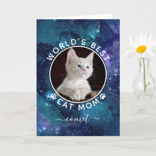 Foto van de beste kattemoeder in de ruimte op verj kaart