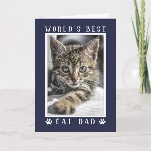 Foto van de beste kattenvader ter wereld Navyblauw Kaart (Voorkant)