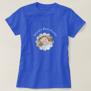 Foto van de beste tante ter wereld in bloem aangep t-shirt