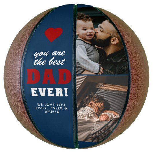 Foto van de beste vader van de rode hartvader op d basketbal (Verticaal)