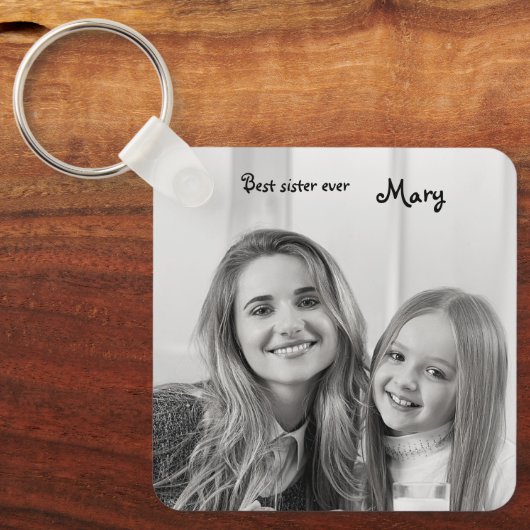 foto van de beste zus van het witte eenhoorn ooit sleutelhanger (Voorkant)