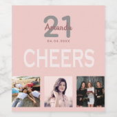 Foto van de Birthday party blush roos gold chees Wijn Etiket (Enkel label)