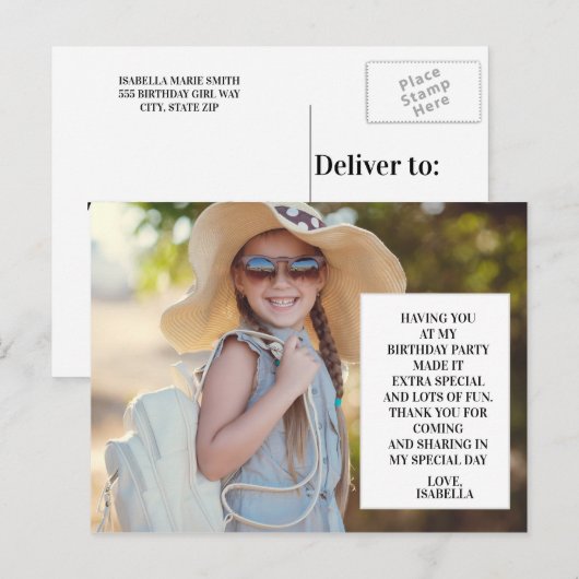 Foto van de Birthday Party: Dank je wel Briefkaart (Voorkant / Achterkant)