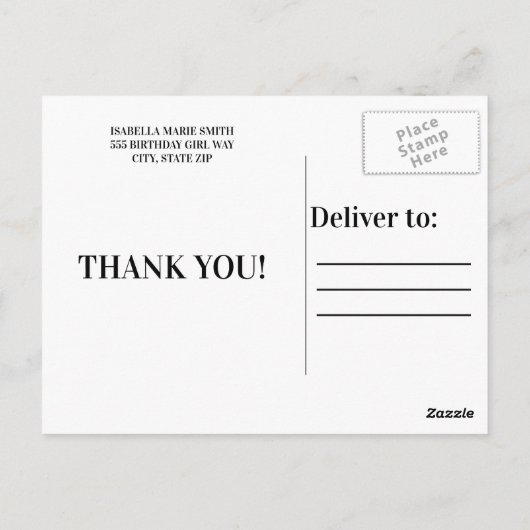 Foto van de Birthday Party: Dank je wel Briefkaart (Achterkant)