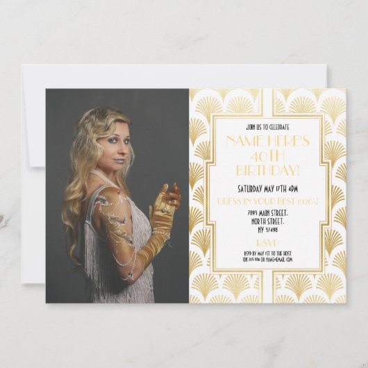 Foto van de Birthday Party Gatsby Gold Art Deco ui Kaart (Voorkant)