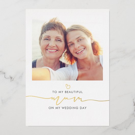 Foto van de Bride Wedding Morning Message Folie Uitnodiging (Voorkant)