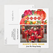 Foto van de Chinese nieuwjaarsfamilie | Goede fort Feestdagenkaart (Voorkant / Achterkant)