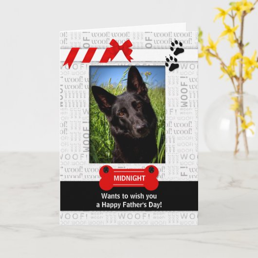 Foto van de Dog Fun Vaderdag Red Pet Kaart (Gele Bloem)