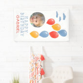 Foto van de eerste Birthday Blue Balloon Kind Spandoek (Insitu)