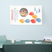 Foto van de eerste Birthday Blue Balloon Kind Spandoek (Beurs)