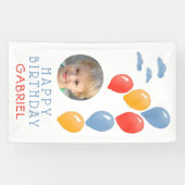 Foto van de eerste Birthday Blue Balloon Kind Spandoek (Horizontaal)