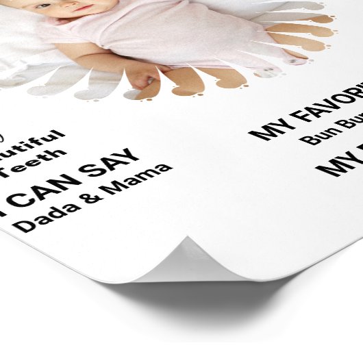 Foto van de eerste Birthday Milestone Board Sjablo Poster (Hoek)