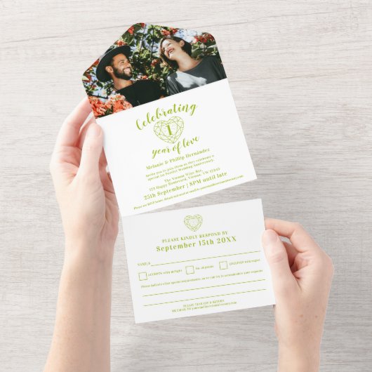 Foto van de eerste bruiloft met RSVP All In One Uitnodiging (Afscheurbaar)