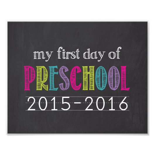 Foto van de eerste dag van de preschool-tekentafdr afdruk (Voorkant)
