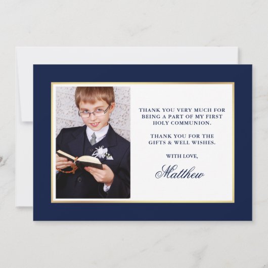 Foto van de eerste Heilige Communauteit Blue en Go Bedankkaart (Achterkant)