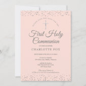 Foto van de eerste Heilige Commune Blush Pink Star Save The Date (Voorkant)