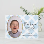 Foto van de eerste Heilige Communie Bedankkaart (Staand voorkant)