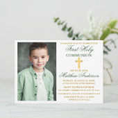 Foto van de eerste Heilige Communie Emerald Green Kaart (Staand voorkant)