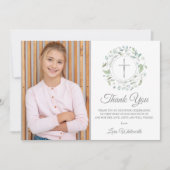 Foto van de eerste Heilige Communie Laurel Garland Bedankkaart (Voorkant)