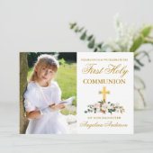 Foto van de eerste Heilige Communie Magnolia Flora Kaart (Staand voorkant)