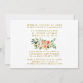 Foto van de eerste Heilige Communie Peach Floral G Kaart (Achterkant)