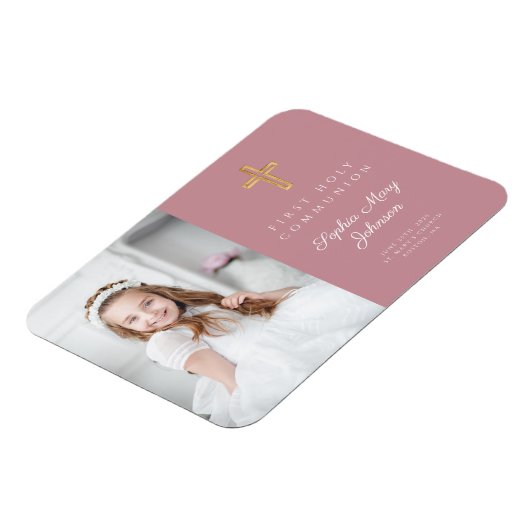 Foto van de eerste Heilige Communie van het roze m Magneet (Linkerzijde)