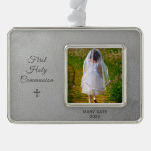 Foto van de eerste Heilige Communie Verzilverd Omlijst Ornament