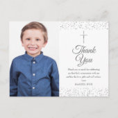 Foto van de eerste Heilige Communie Zilver Harteli Briefkaart (Voorkant)