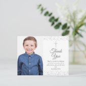 Foto van de eerste Heilige Communie Zilver Harteli Briefkaart (Staand voorkant)