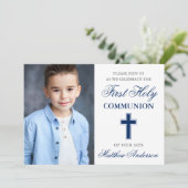 Foto van de eerste Heilige CommunieBlue en Silver Kaart (Staand voorkant)