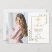 Foto van de eerste Heilige Communion Gold Cross Gr Bedankkaart (Voorkant)