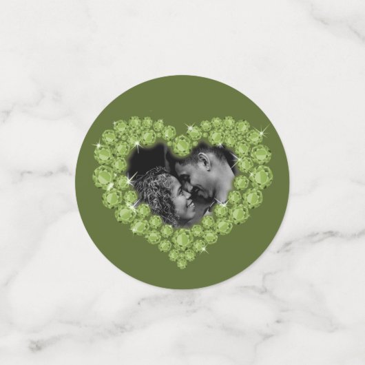 Foto van de eerste huwelijksdag in de peridot confetti (Kleine voorkant)