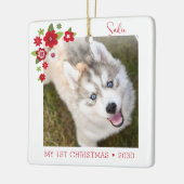 Foto van de eerste kerst van de hond keramisch ornament (Links)