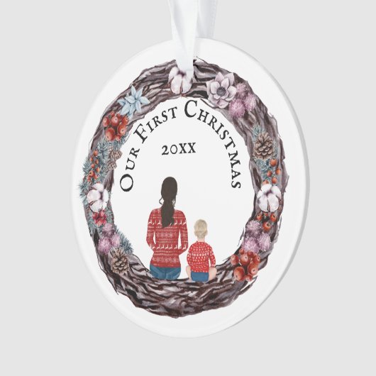 Foto van de eerste kerstkerstalleenstaande moeder  ornament (voorkant)