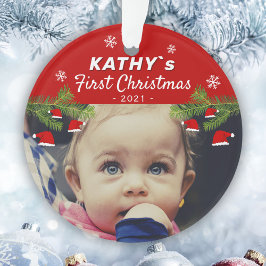 Foto van de eerste kerstkerstkerstkerstkerstkerstk ornament