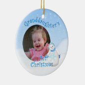 Foto van de eerste kerstsnowman-ronde van grootdoc keramisch ornament (Rechts)