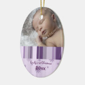 Foto van de eerste kerstversiering van de baby keramisch ornament (Links)