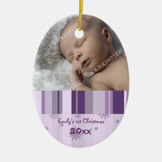 Foto van de eerste kerstversiering van de baby keramisch ornament (Voorkant)
