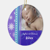 Foto van de eerste kerstversiering van de baby keramisch ornament (Links)