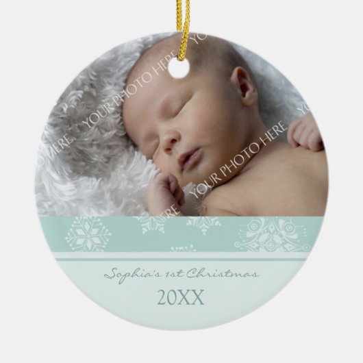 Foto van de eerste kerstversiering van de baby keramisch ornament (Voorkant)