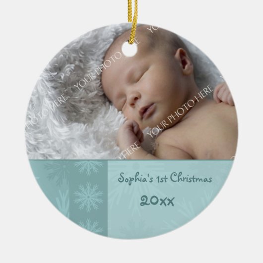 Foto van de eerste kerstversiering van de baby keramisch ornament (Voorkant)
